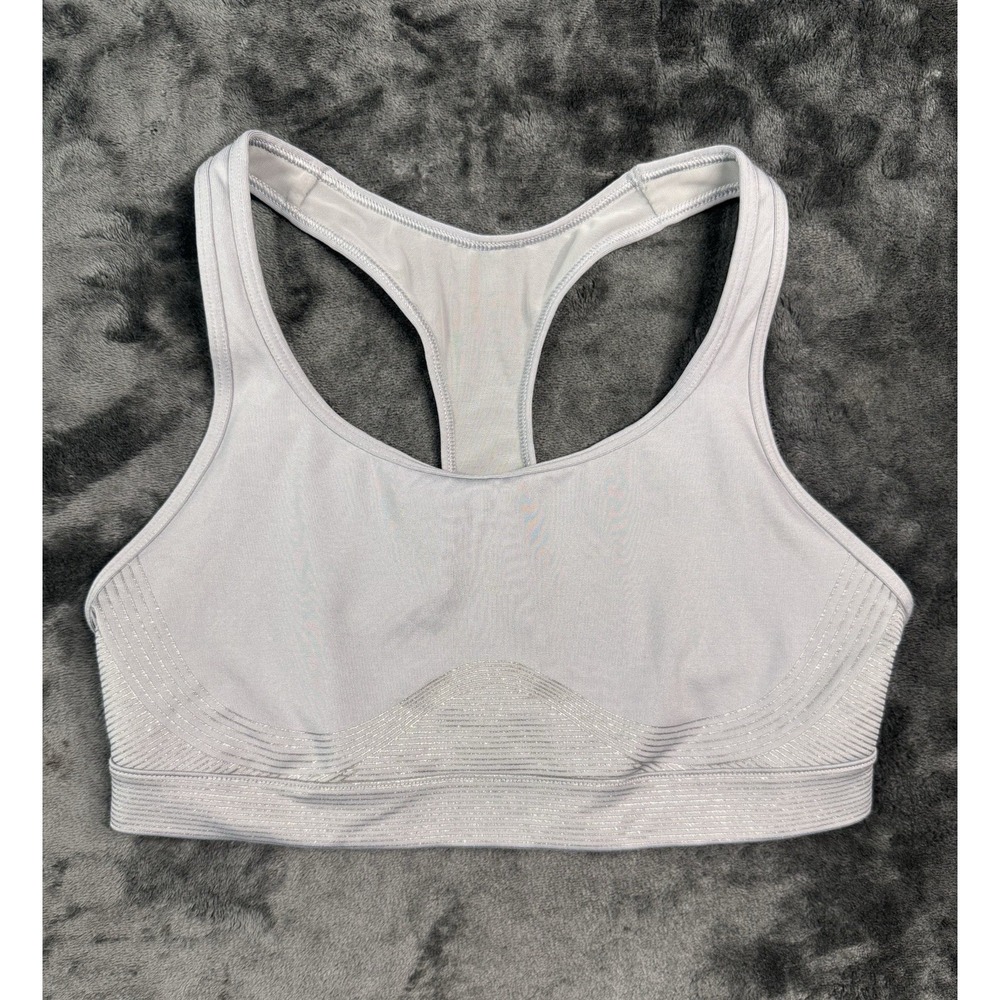 Victoria's Secret Women's Small Sports Bra Gray Silver Metallic Racerback